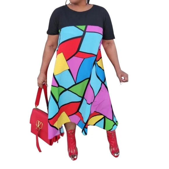 Dress Casual  Irregular Geometric Graphics Casual Loose Long Skirts/Size 5XL. - Picture 3 of 10